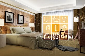 Raumautomation | Elegantes Hotelzimmer mit Smart Home Steuerung von bösch