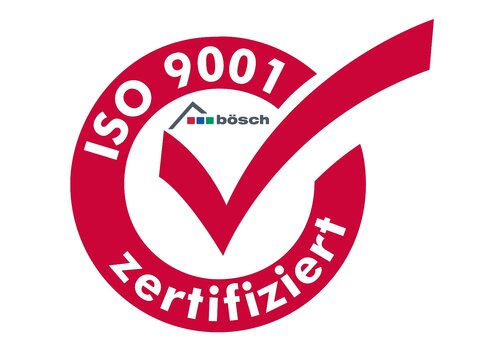 bösch ist DIN EN ISO 9001 zertifiziert Logo DIN EN ISO 9001 Zertifizierung